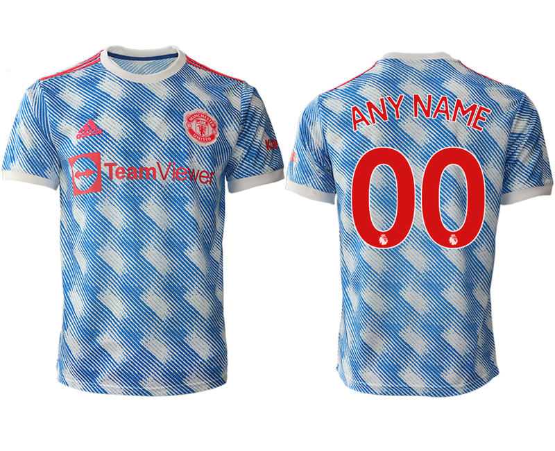 Men 2021-2022 Club Manchester United away aaa version blue customized Soccer Jersey